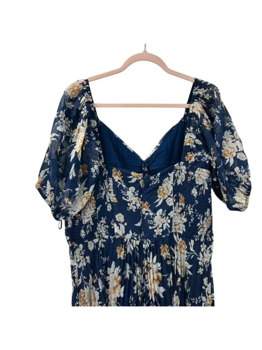 Abercrombie & Fitch Dress Women's XLT Navy Blue Floral Puff Sleeve Maxi NWT